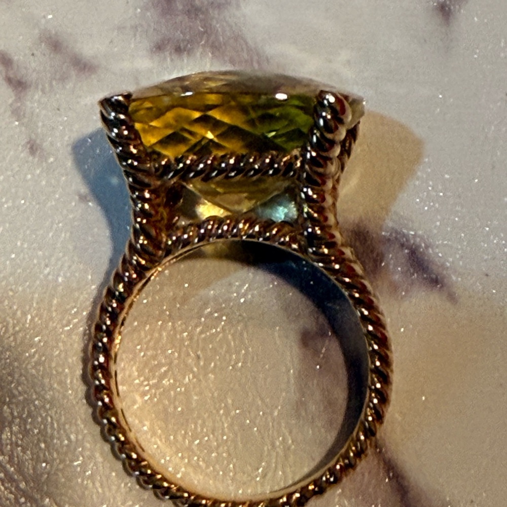 Big And Bold Yellow Quartz Gemstone Statement Ring - image 7